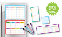 Colorful Dry-Erase Magnetic Calendar Set with 4 Markers