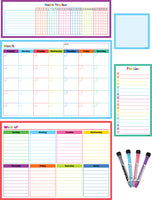 Colorful Dry-Erase Magnetic Calendar Set with 4 Markers