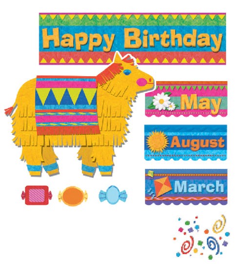 Happy Birthday Pinatas Bulletin Board Set