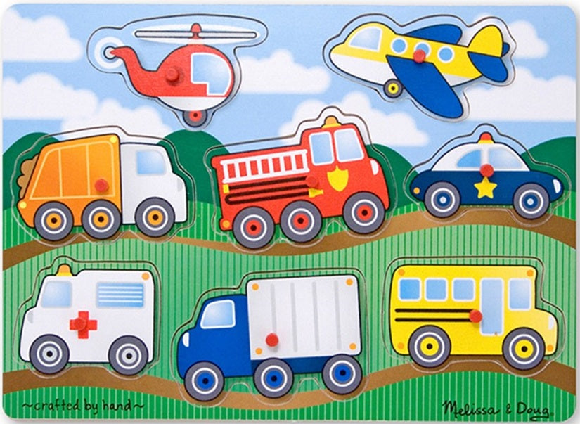 Vehicles Wooden Peg Puzzle