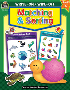 Matching and Sorting Write-On Wipe-Off Book