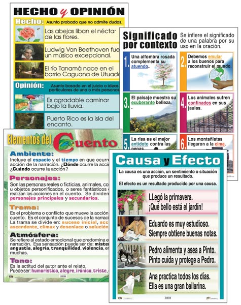 Reading Comprehension Laminated Chart Set (Spanish)