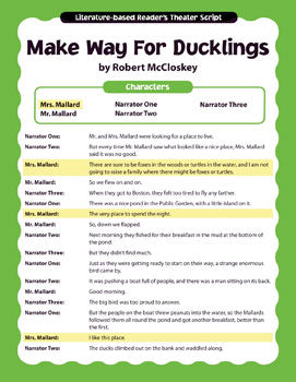Make Way for Ducklings Readers Theater Scripts