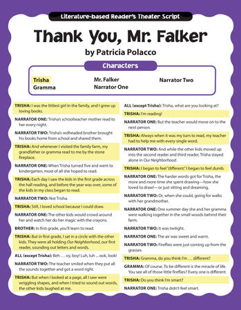 Literature-Based Reader's Theater Scripts Thank You, Mr. Falker