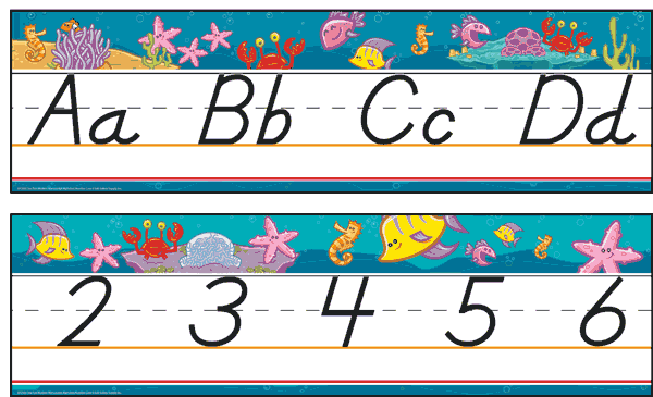 Sea Fun Alphabet Modern Manuscript Bulletin Board