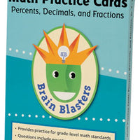 Brain Blasters Math Practice Cards Percents, Decimals, & Fraction