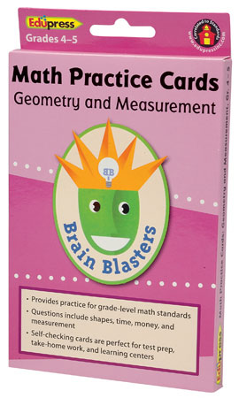 Brain Blasters Math Practice Cards Geometry & Measurement 4-5