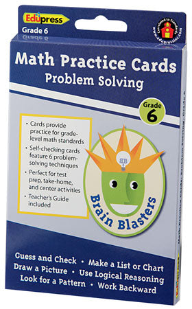 Brain Blasters Math Problem Solving Cards Grade 6