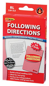 Following Directions Reading Comprehension Practice Cards 2.0-3.5