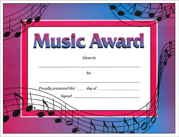 Music Award Certificate