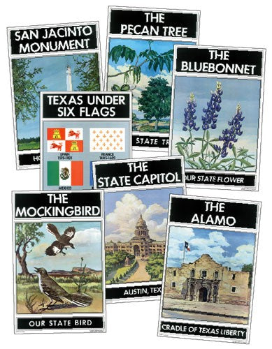 Texas Symbols Laminated Posters Set