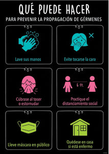 Prevent Spreading Germs Spanish Poster Laminated