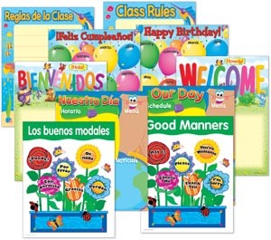Classroom Helper Charts Set in English and Spanish Set of 8