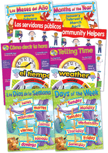 More Beginning Concepts Charts Set of 10 in English and Spanish