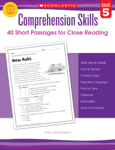 Comprehension Skills: 40 Short Pass/Close Rdg Gr 5