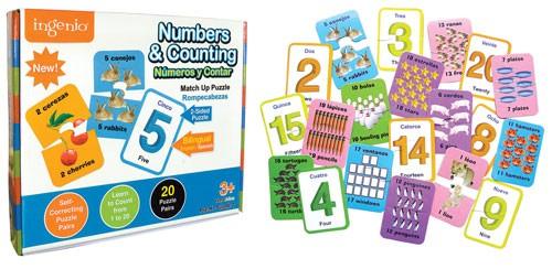 Numbers and Counting Bilingual Match-Up Puzzle