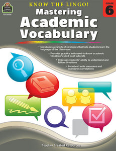 Mastering Academic Vocabulary Gr 6 Bk