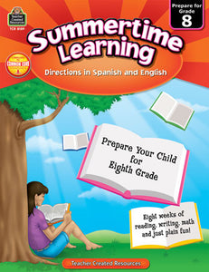 Summertime Learning Grade 8 (English and Spanish Edition)