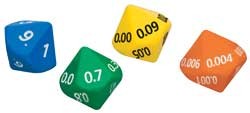 Color Coded Decimal Dice (2 Sets of 4)